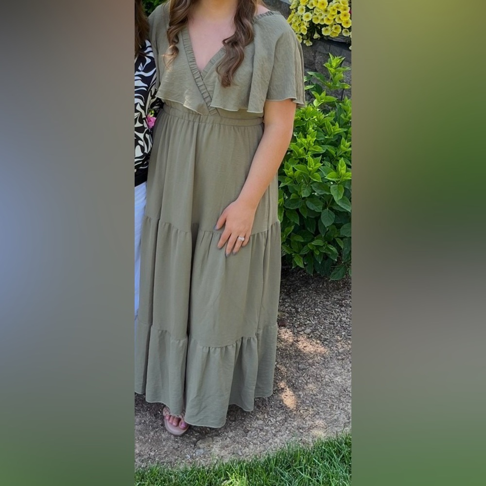 Elegant Olive Maxi Dress